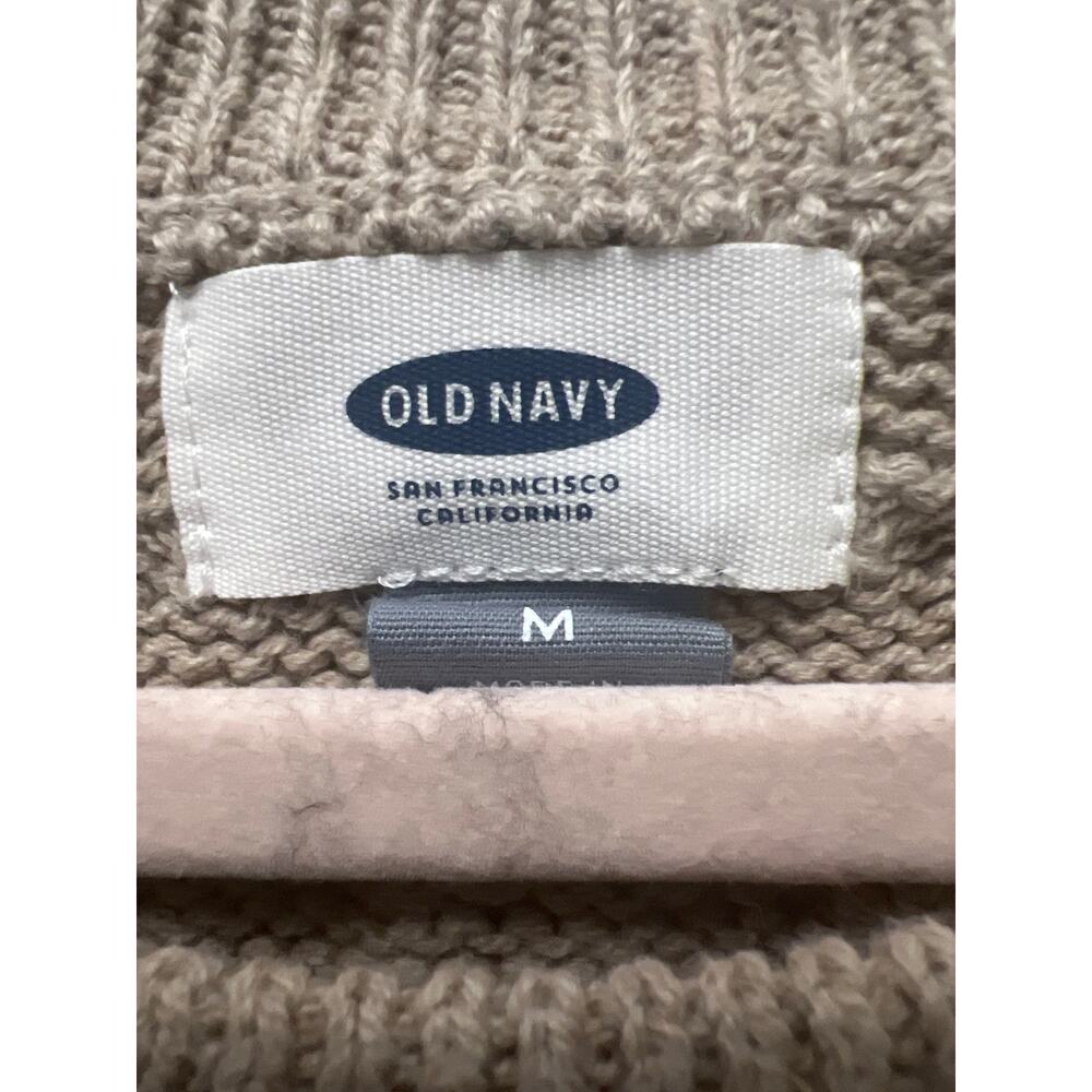 NWOT Old Navy Women’s Crew Neck Waffle Knit Long Sleeve Sweater Size M Beige - Picture 3 of 4